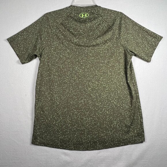 Under Armour Tech Tee Shirt Size Med Green Dot Speckled Workout Fitness - Picture 3 of 9